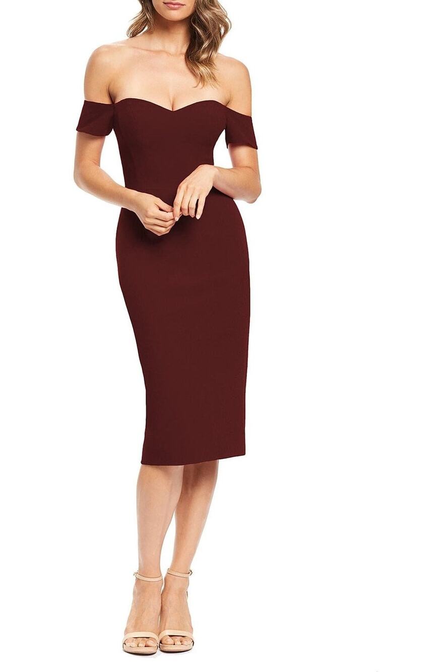 NWOT Dress The Population Bailey Cold-Shoulder Sheath Dress Burgundy Size Medium